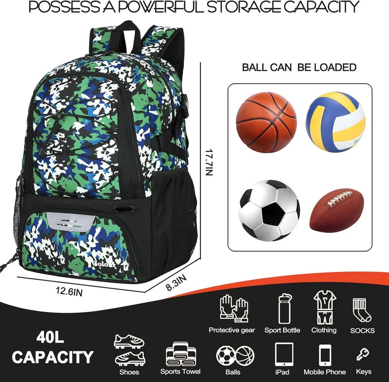 Goloni Basketball Backpack,Large Sports Bag with Ball Compartment & Shoe Compartment,Basketball Bag Fit Volleyball, soccer,Gym - Image 5
